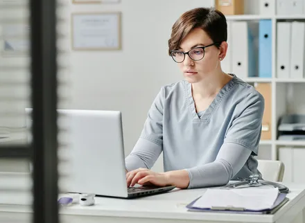Online learning platform on a laptop screen